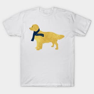 Preppy Golden Retriever - Navy Winter Scarf T-Shirt